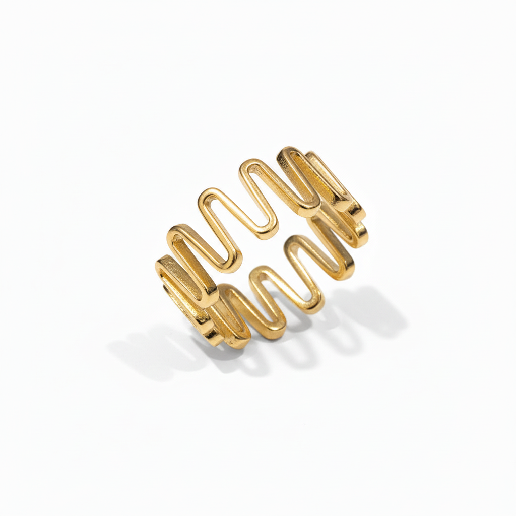Gold Plated Sterling Silver Squiggle Ring