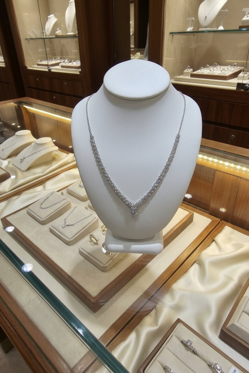 Lab Grown Teardrop Center Diamond Necklace