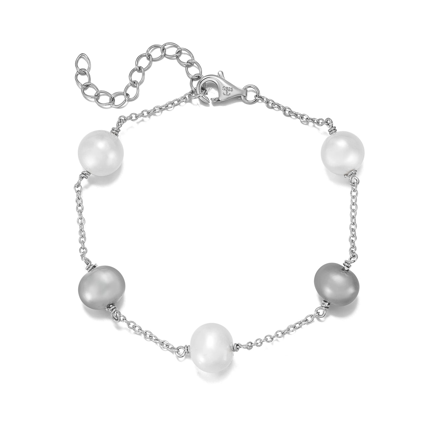 Sterling Silver Pearl Tin Cup Bracelet