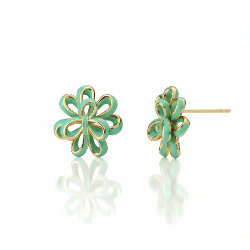Looped Petal Blossom Enamel  Studs - Surgical Steel Posts