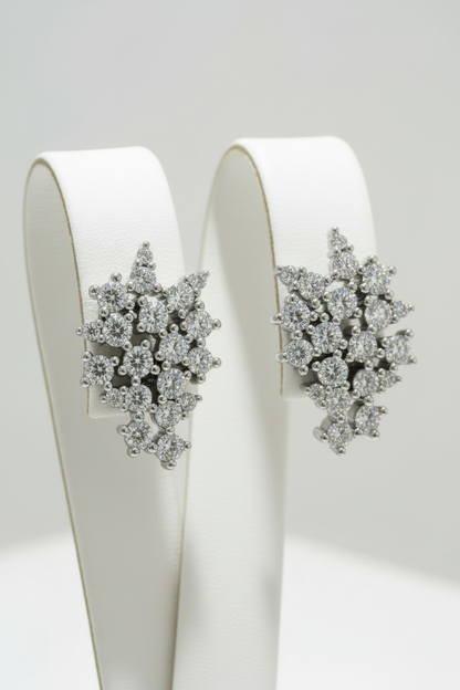 14K Lab Grown Diamond 40 Stone Cluster Earrings