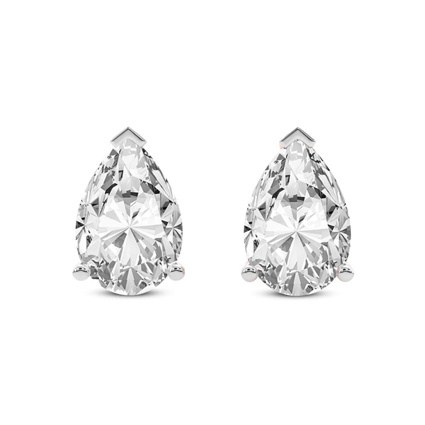 14k Lab Grown Diamond Pear Shaped Solitaire Stud Earrings