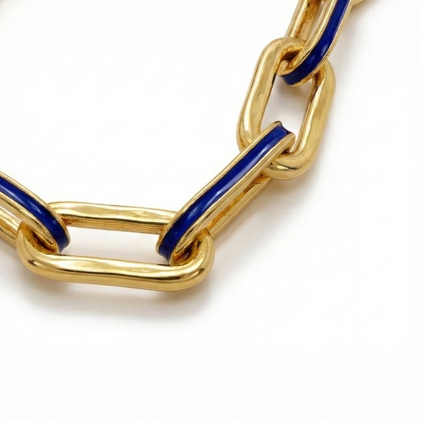 Sterling Silver Enamel Paperclip Link Bracelet