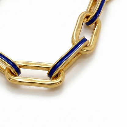 Sterling Silver Enamel Paperclip Link Bracelet