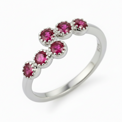 Sterling Silver Double Row CZ Bypass Crossover Ring