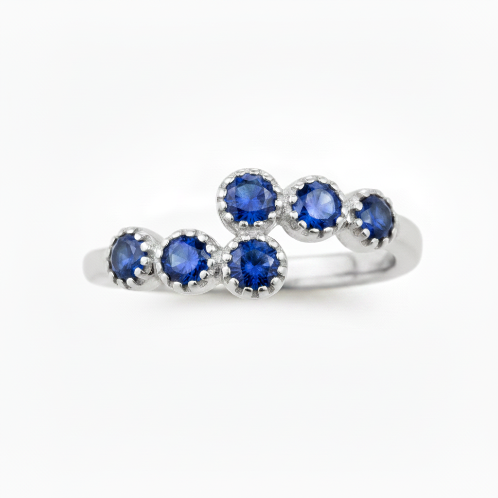 Sterling Silver Double Row CZ Bypass Crossover Ring