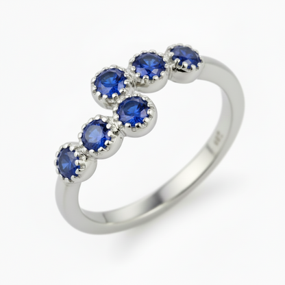 Sterling Silver Double Row CZ Bypass Crossover Ring