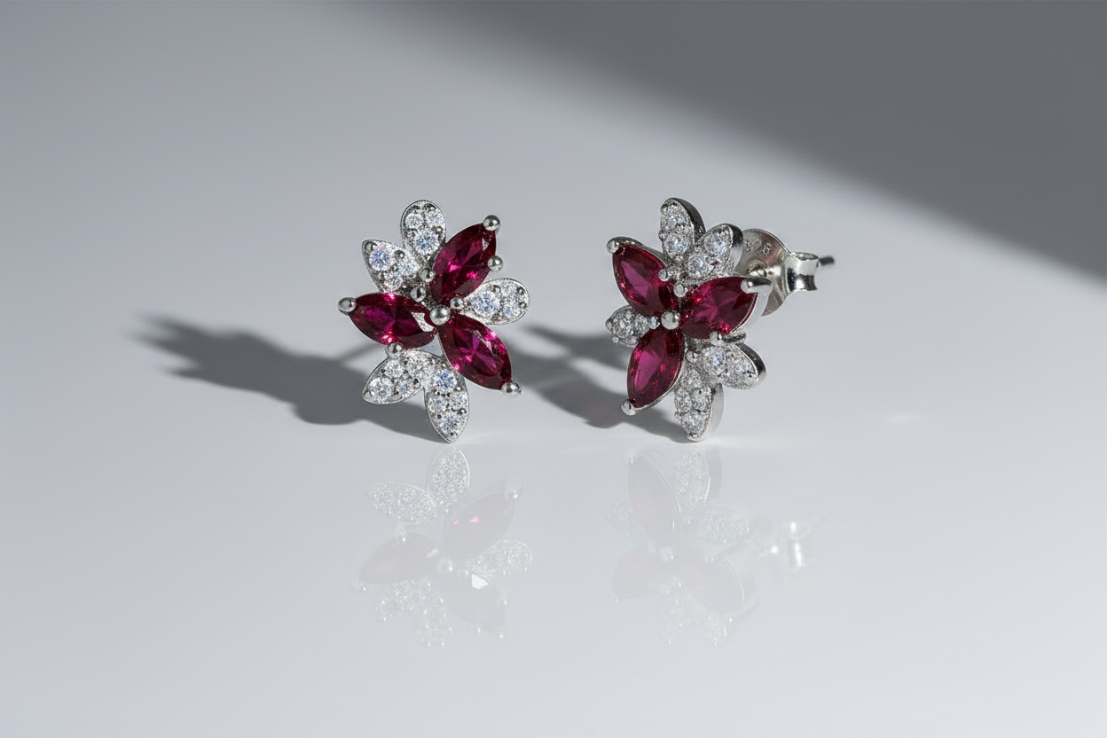 Marquise Flower Cluster Stud Earrings