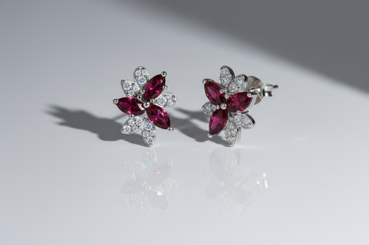 Marquise Flower Cluster Stud Earrings