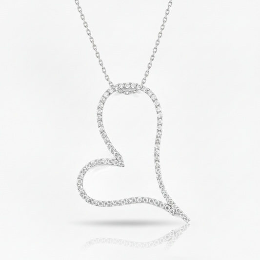 Sterling Silver Micropave Heart Pendant Necklace
