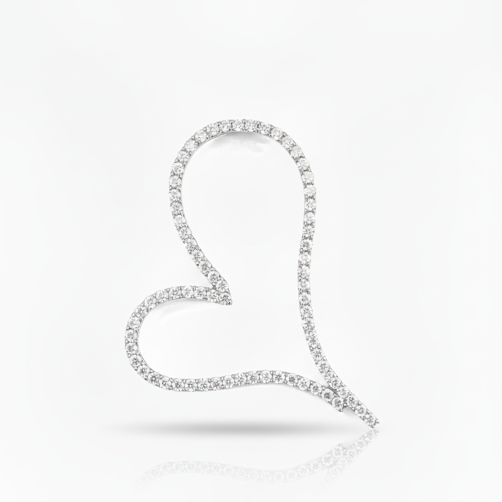 Sterling Silver Micropave Heart Pendant Necklace