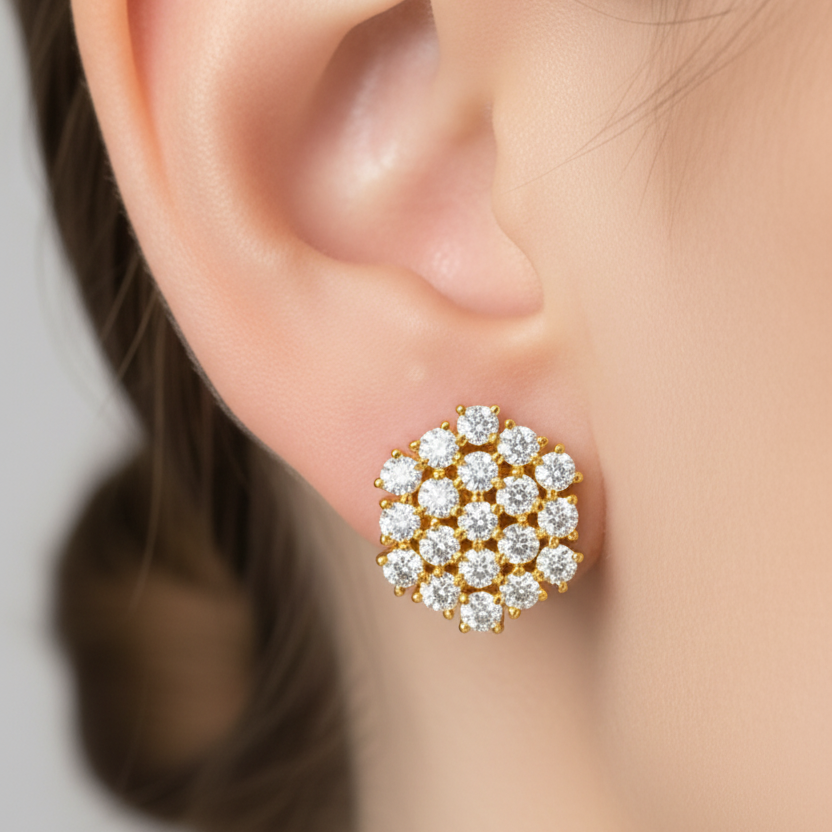 Sterling Silver Cluster Stud Earring