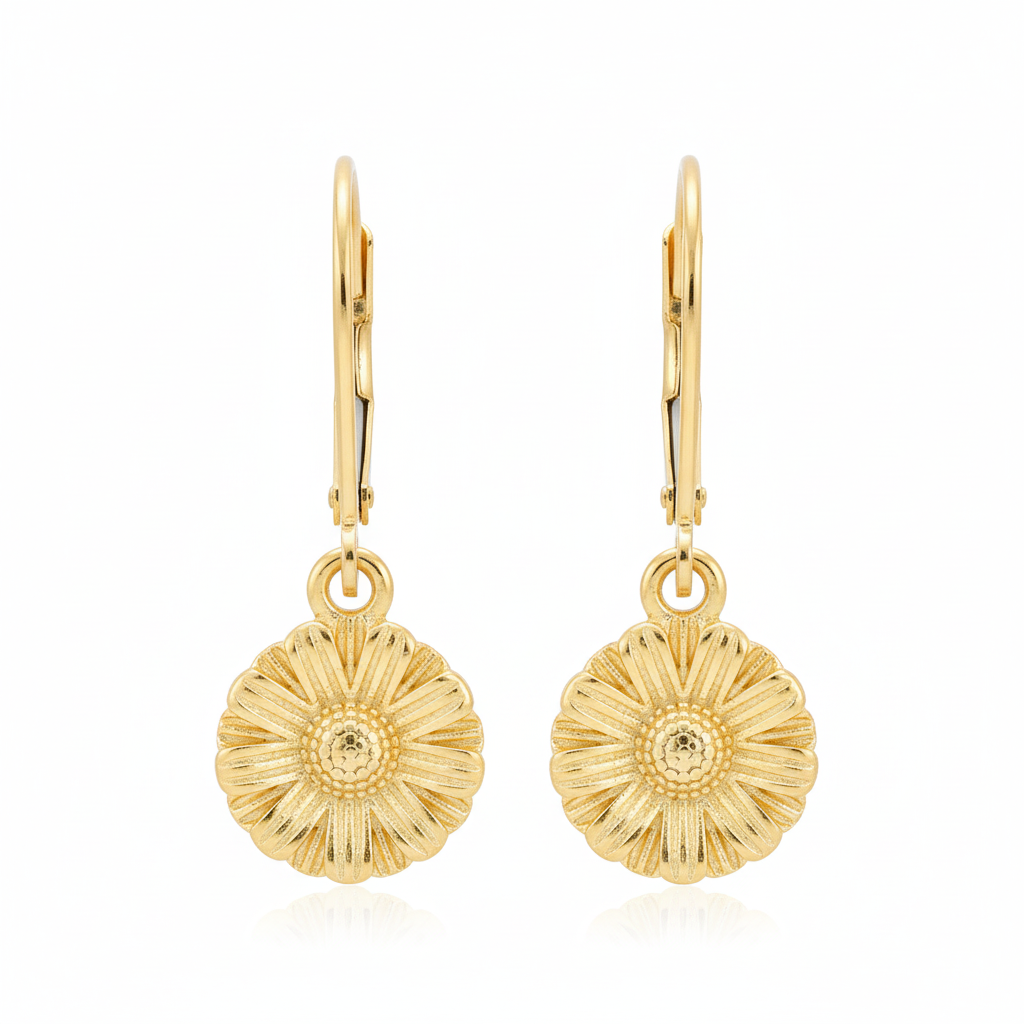 Textured Flower Earrings with Leverbacks
