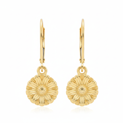 Textured Flower Earrings with Leverbacks