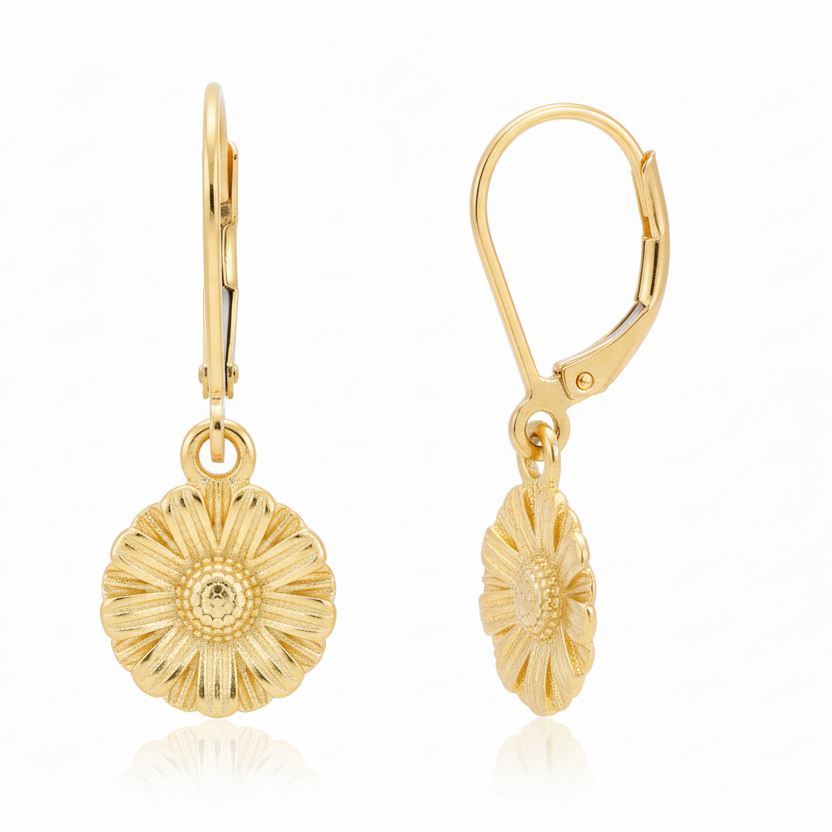 Surgical Steel Sunflower Shaped Earrings