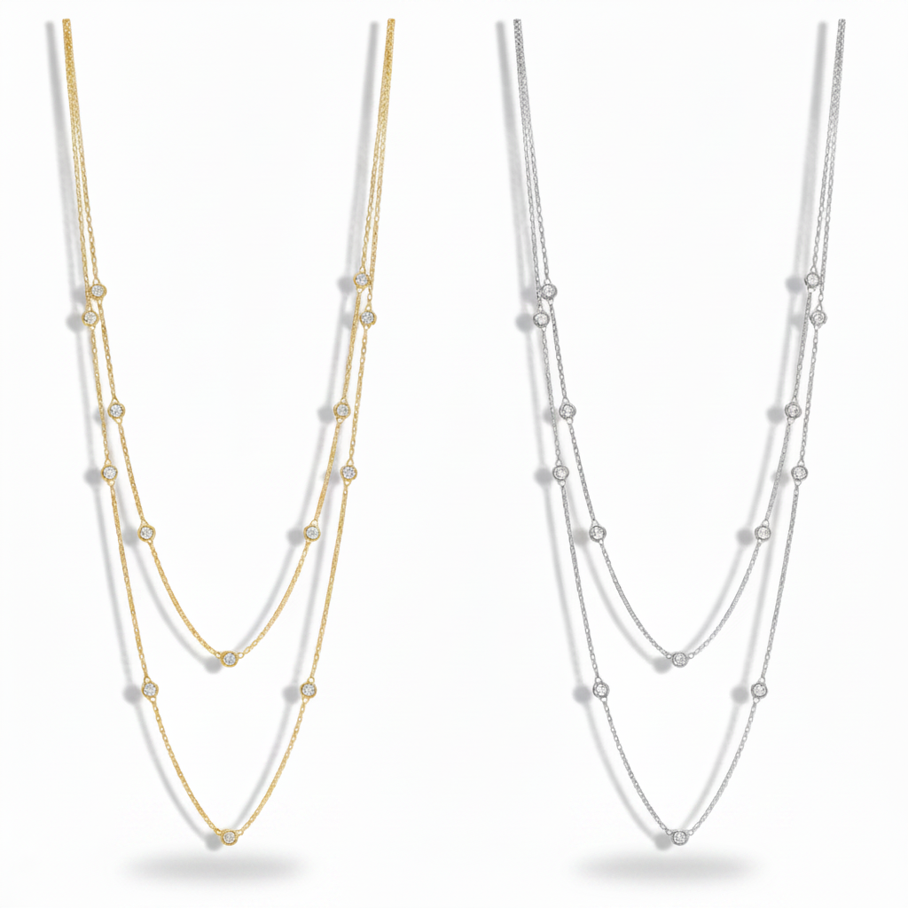 CZ Diamond by the Yard Station Necklace