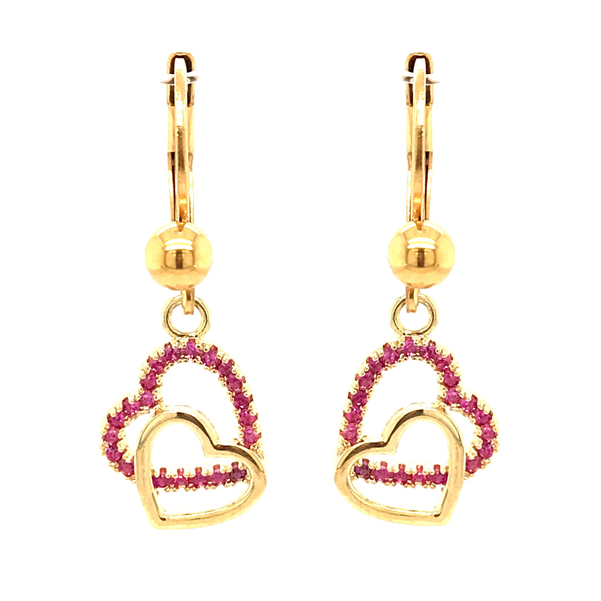 Surgical Steel Pink Double Heart Earrings - HK Jewels