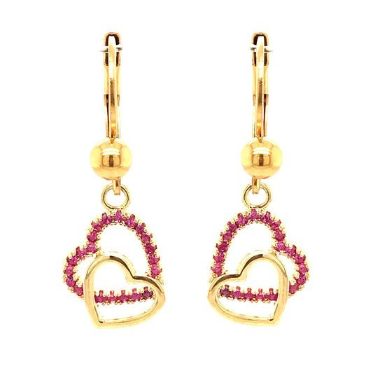 Surgical Steel Pink Double Heart Earrings - HK Jewels