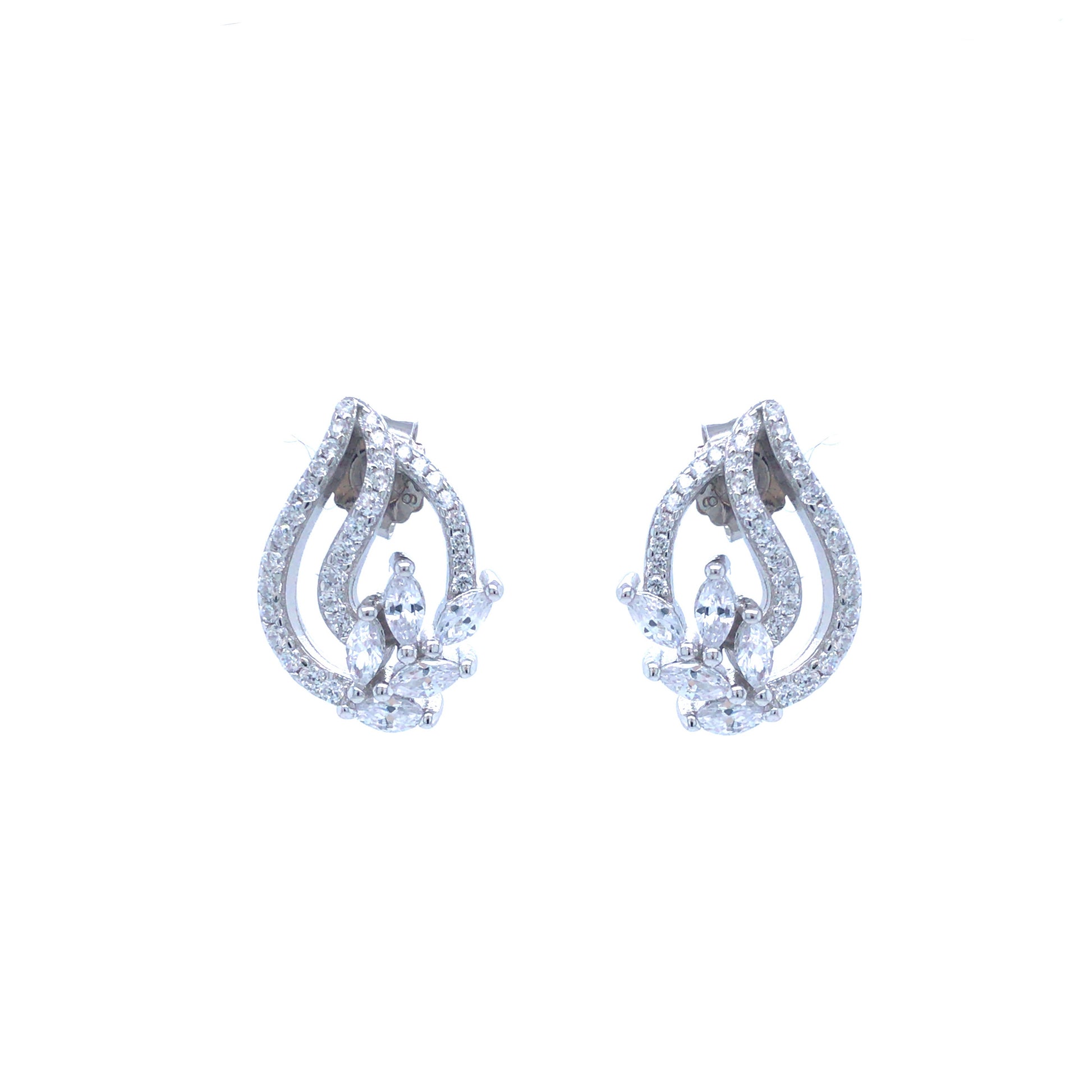 Sterling Silver Flame Stud Earrings - HK Jewels