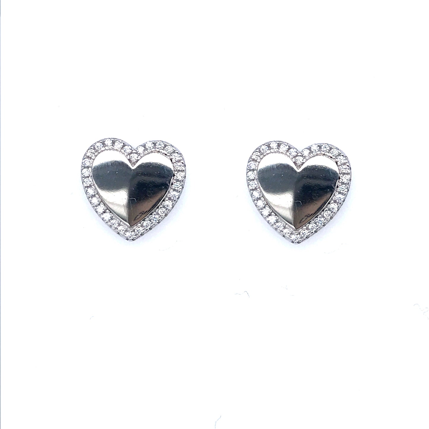 Sterling Silver Heart Stud Earrings - HK Jewels