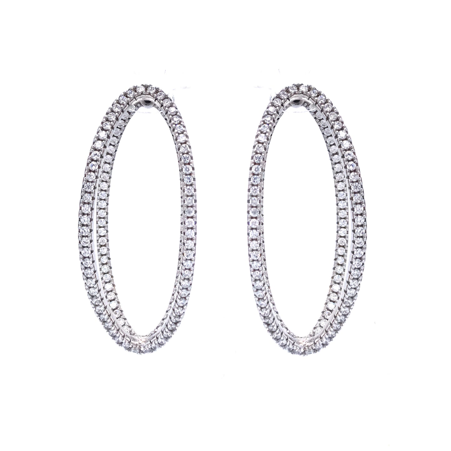 Sterling Silver Double Oval Earrings - HK Jewels