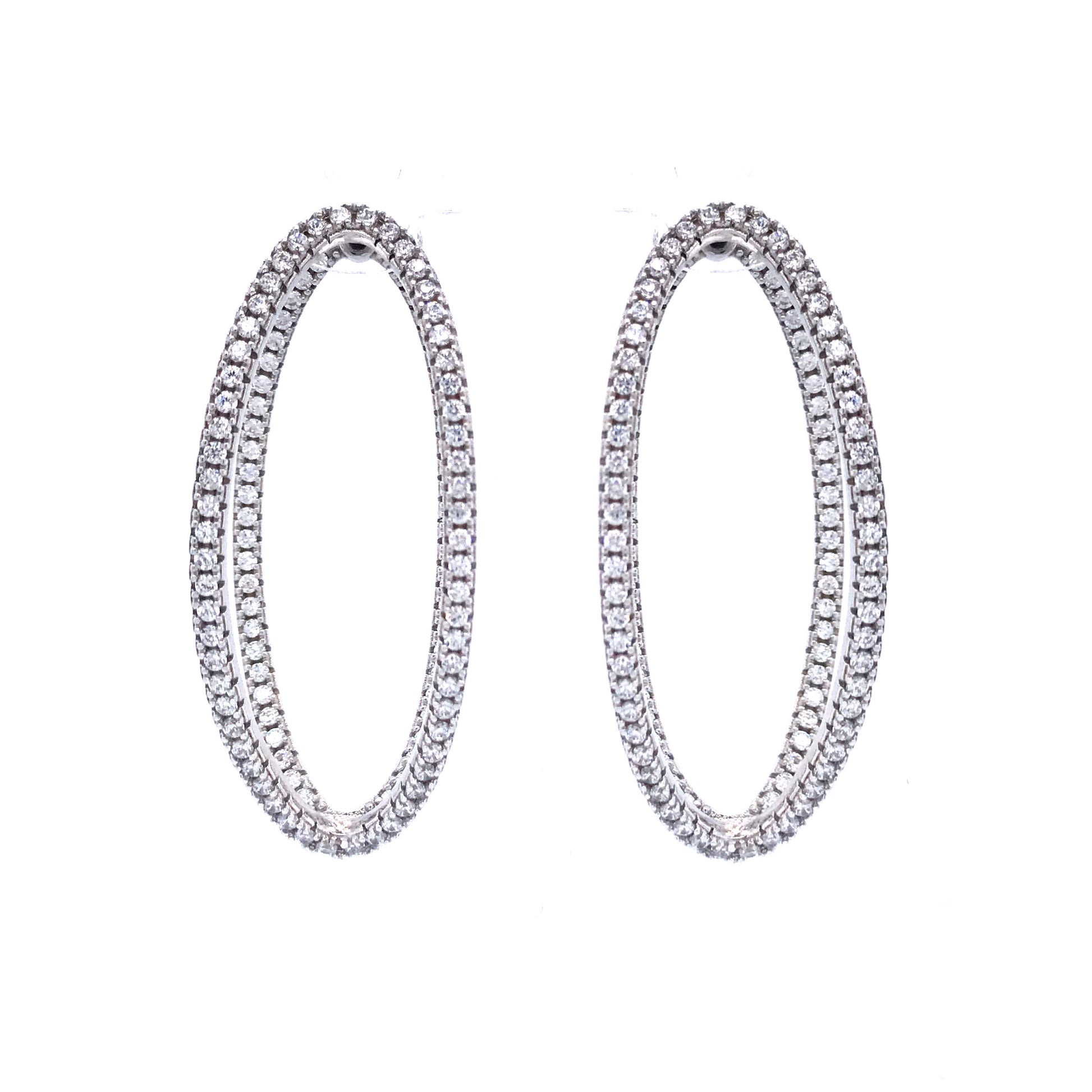 Sterling Silver Double Oval Earrings - HK Jewels