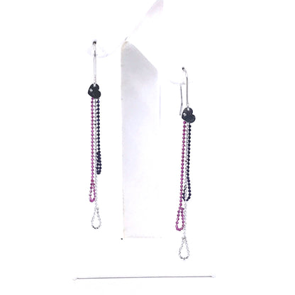 14K White Gold Beaded Earrings - HK Jewels