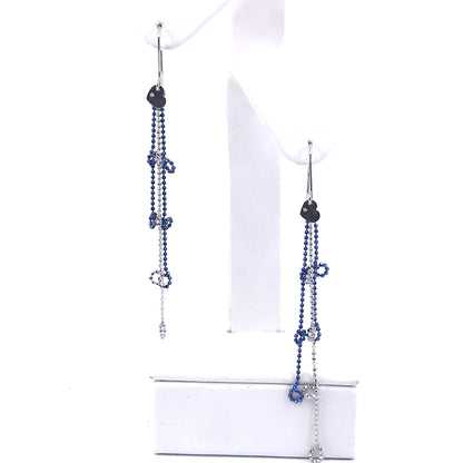 14K White Gold Beaded Earrings - HK Jewels