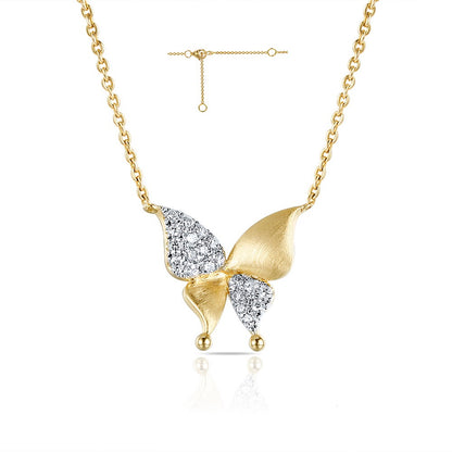 14K Gold and Diamond Butterfly Necklace - HK Jewels