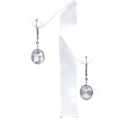 14K White Gold Oval Earrings - HK Jewels