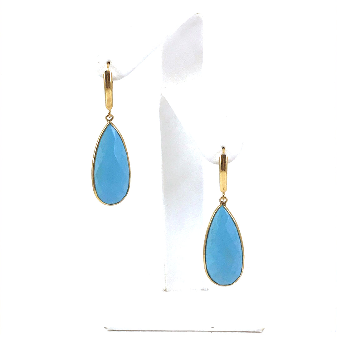 14K Gold and Turquoise Teardrop Earrings - HK Jewels