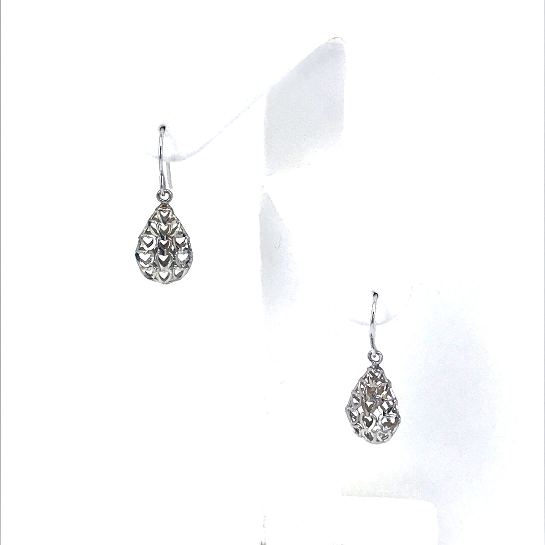 White Gold Teardrop Earrings - HK Jewels