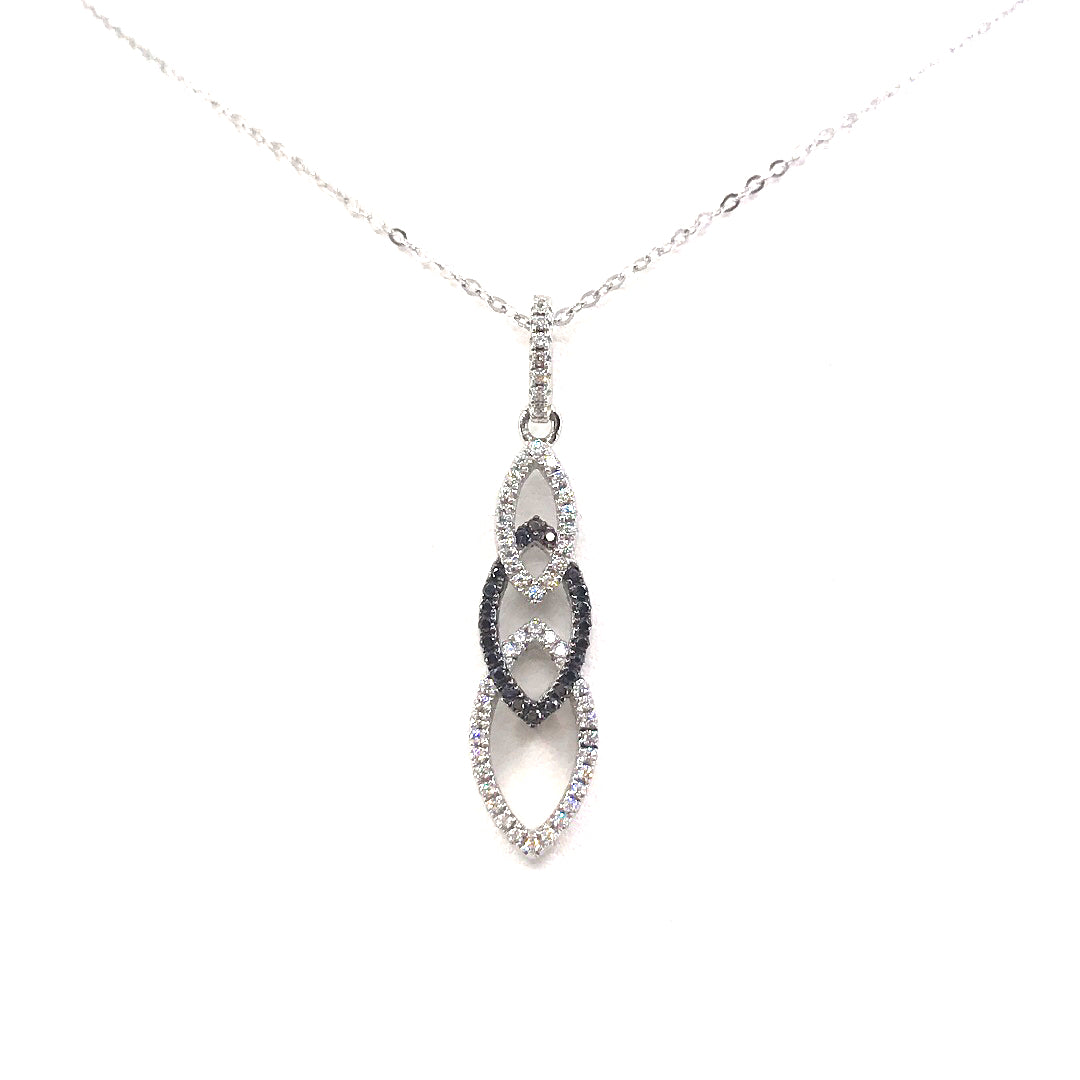 Sterling Silver Triple Marquis Pendant - HK Jewels