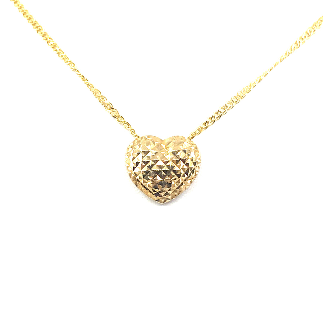 14K Gold 3D Heart Pendant - HK Jewels