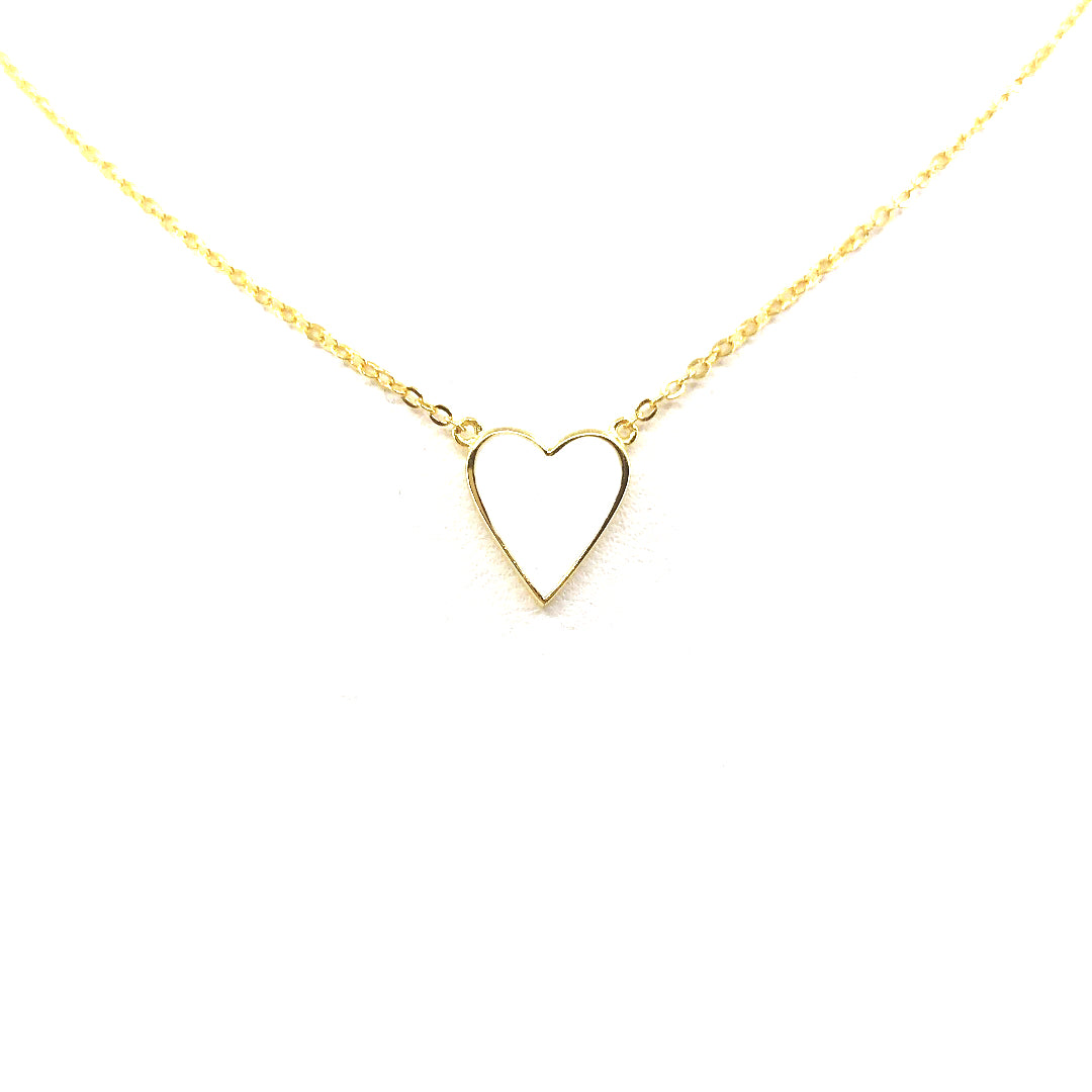 Sterling Silver White Heart Necklace - HK Jewels