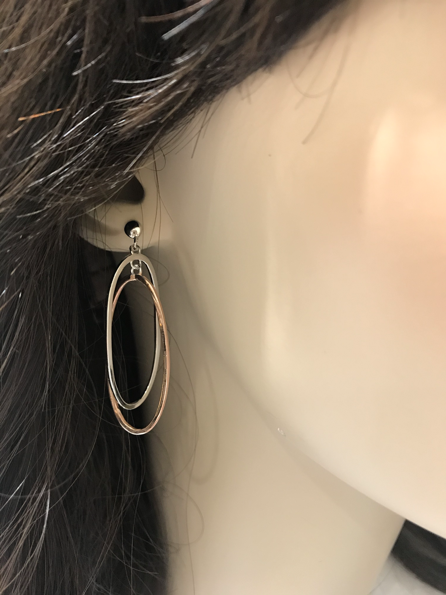 Sterling Silver Two-Tone Oval Earrings - HK Jewels
