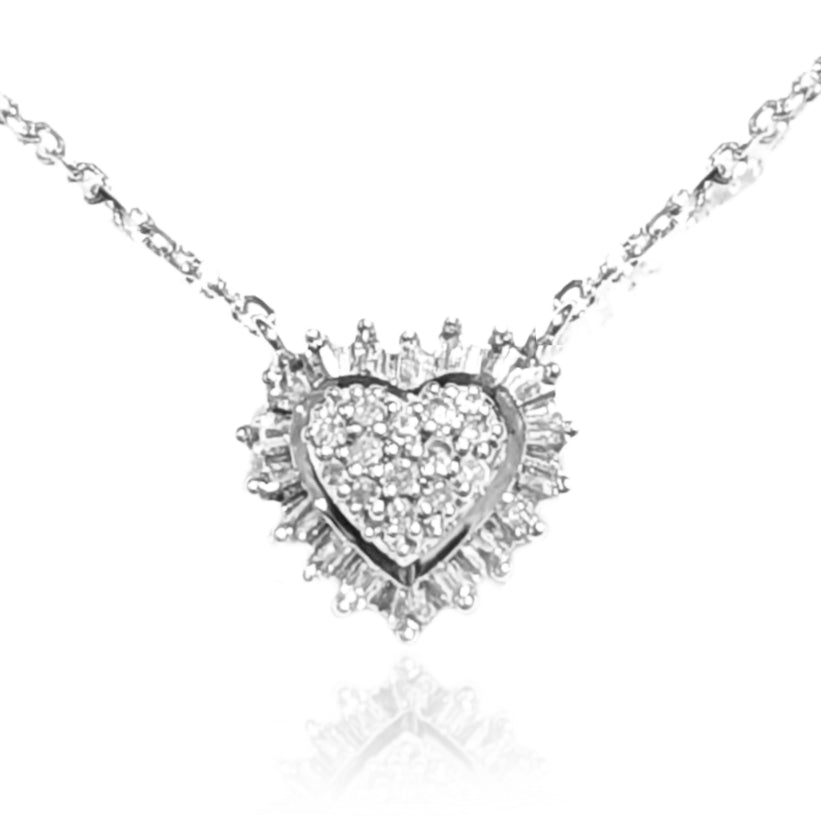 10K Gold 9mm Diamond Heart Necklace