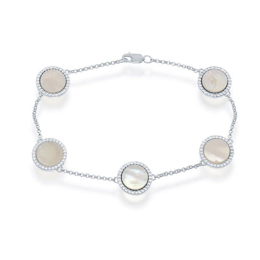 Sterling Silver Mother Of Pearl Bracelet - HK Jewels