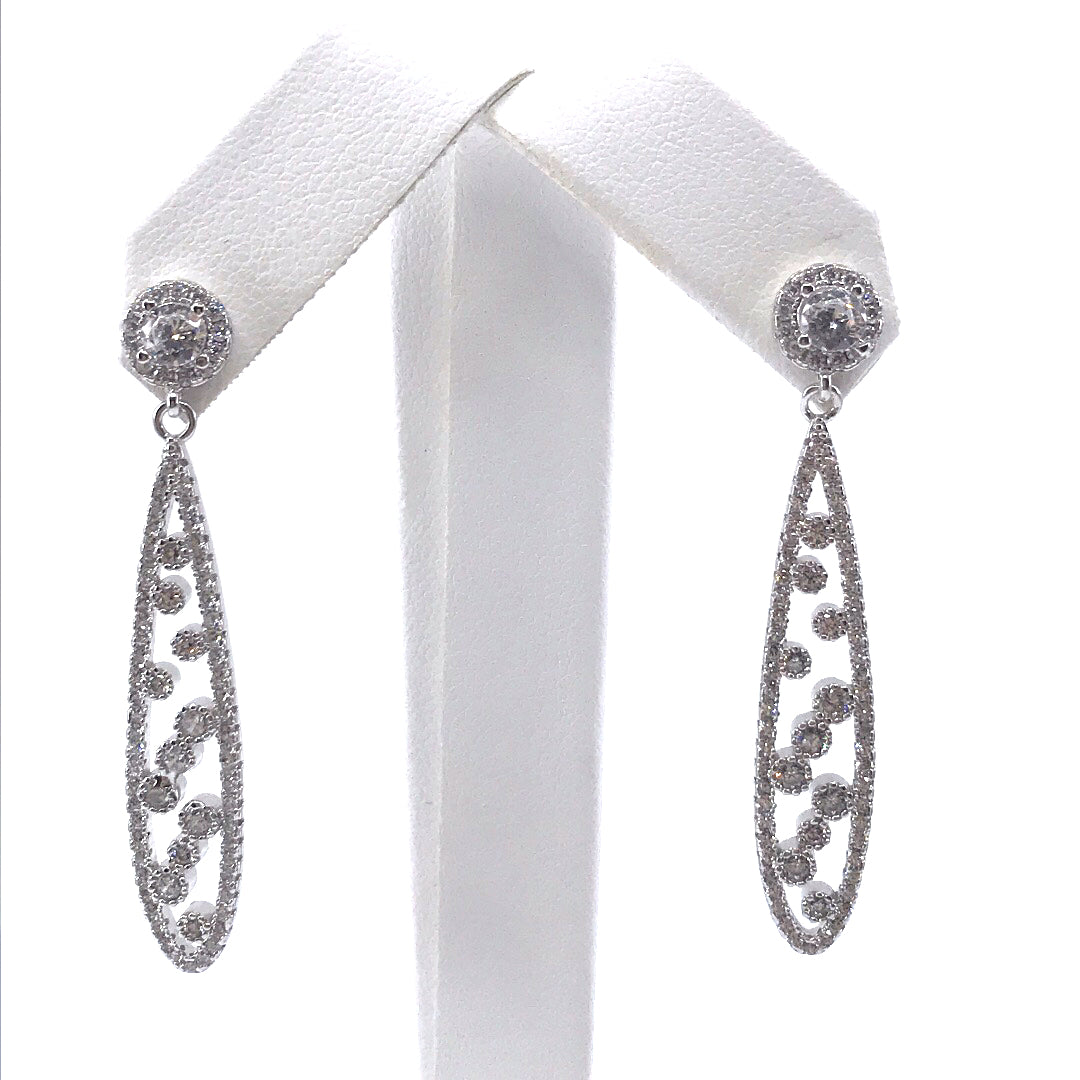 Sterling Silver Micro Pave Teardrop Earrings - HK Jewels