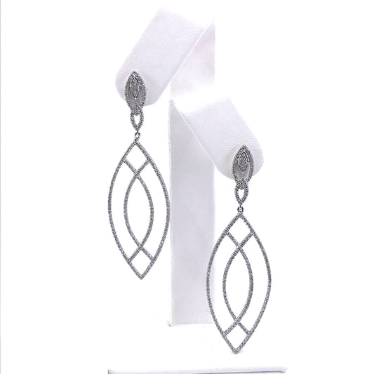 14K White Gold Marquis-Shaped Earrings - HK Jewels