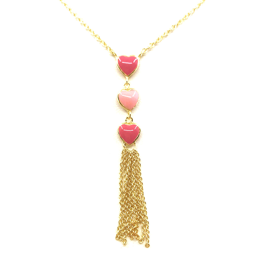 Pink Heart Tassel Necklace - HK Jewels