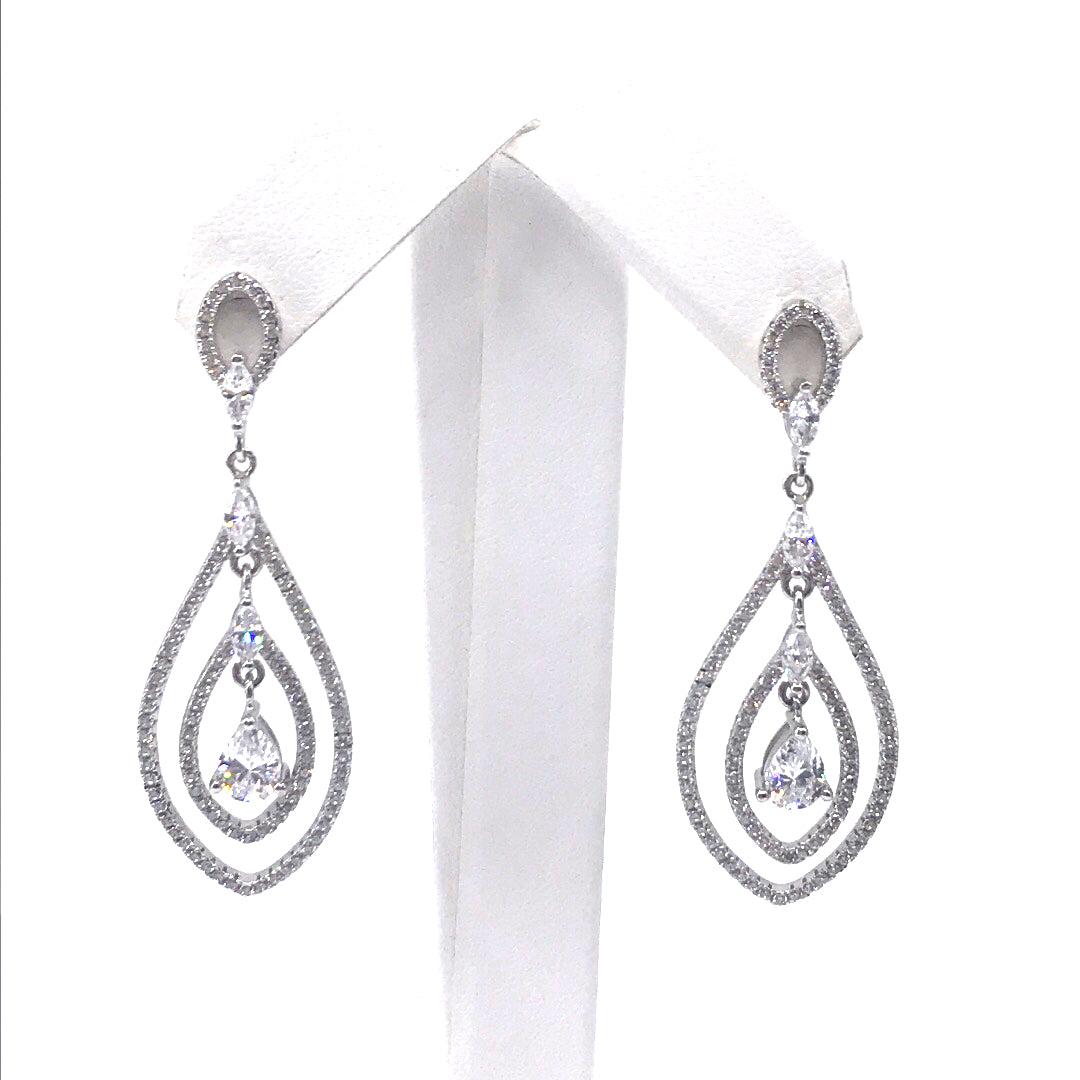 Sterling Silver Marquis/Teardrop Earrings - HK Jewels