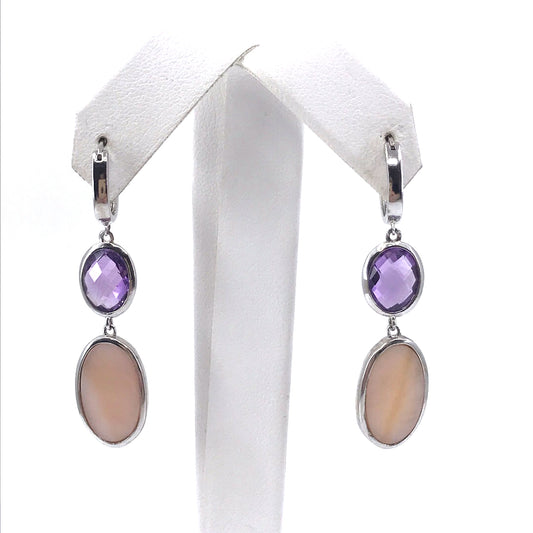 Sterling Silver Double Stone Earrings - HK Jewels