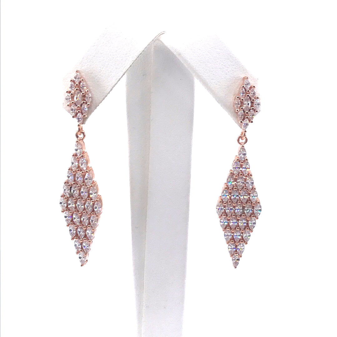 Sterling Silver Diamond Shape Earrings - HK Jewels
