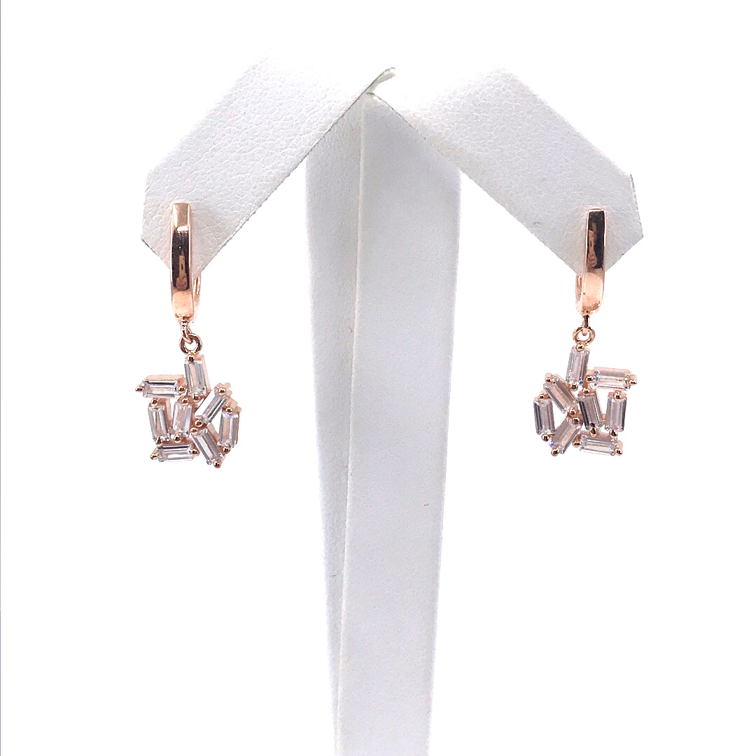 Sterling Silver Rose Gold Plated Earrings - HK Jewels