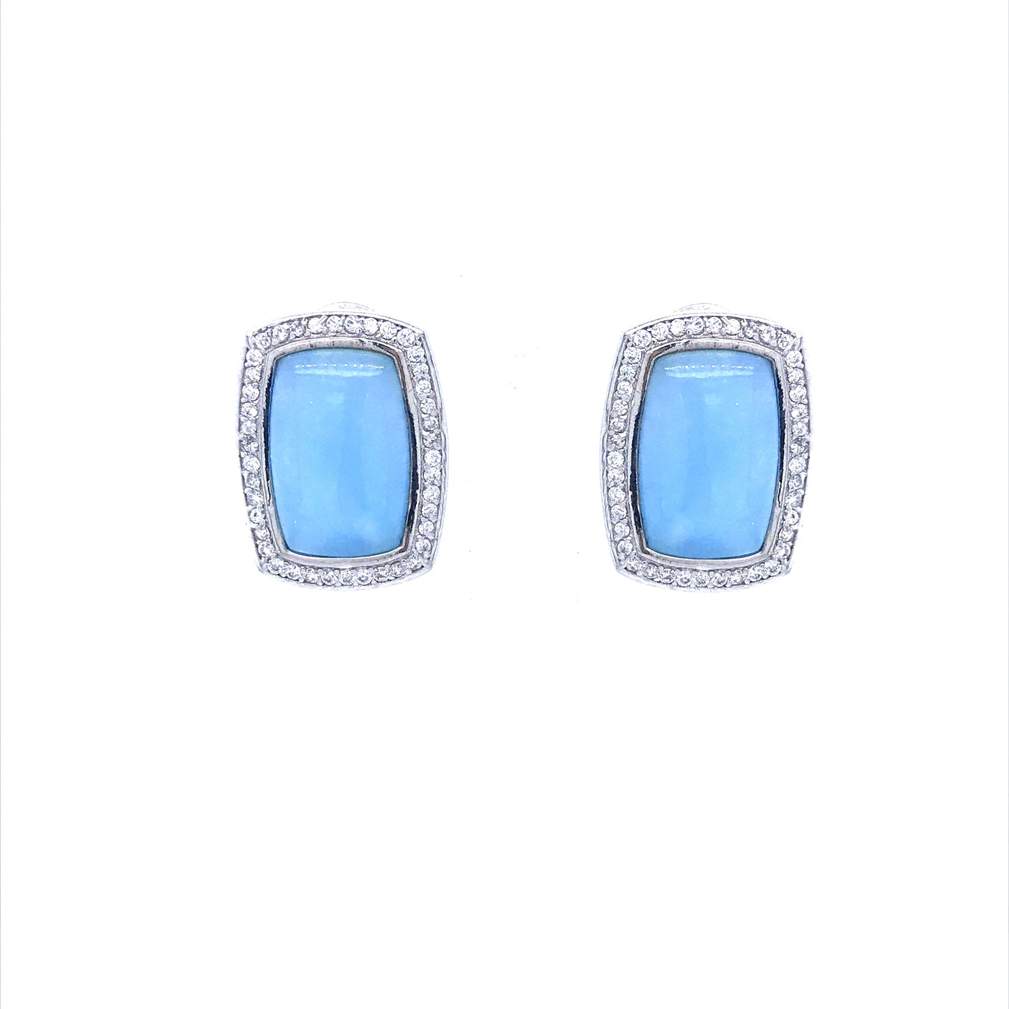 Sterling Silver Blue Stud Earrings - HK Jewels