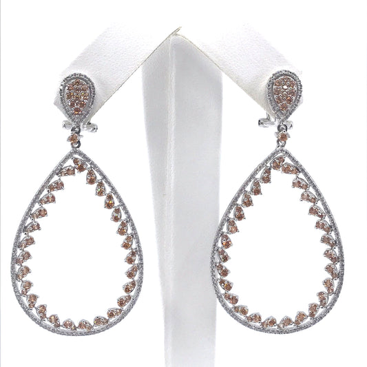 Sterling Silver Champagne Large Teardrop Earrings - HK Jewels