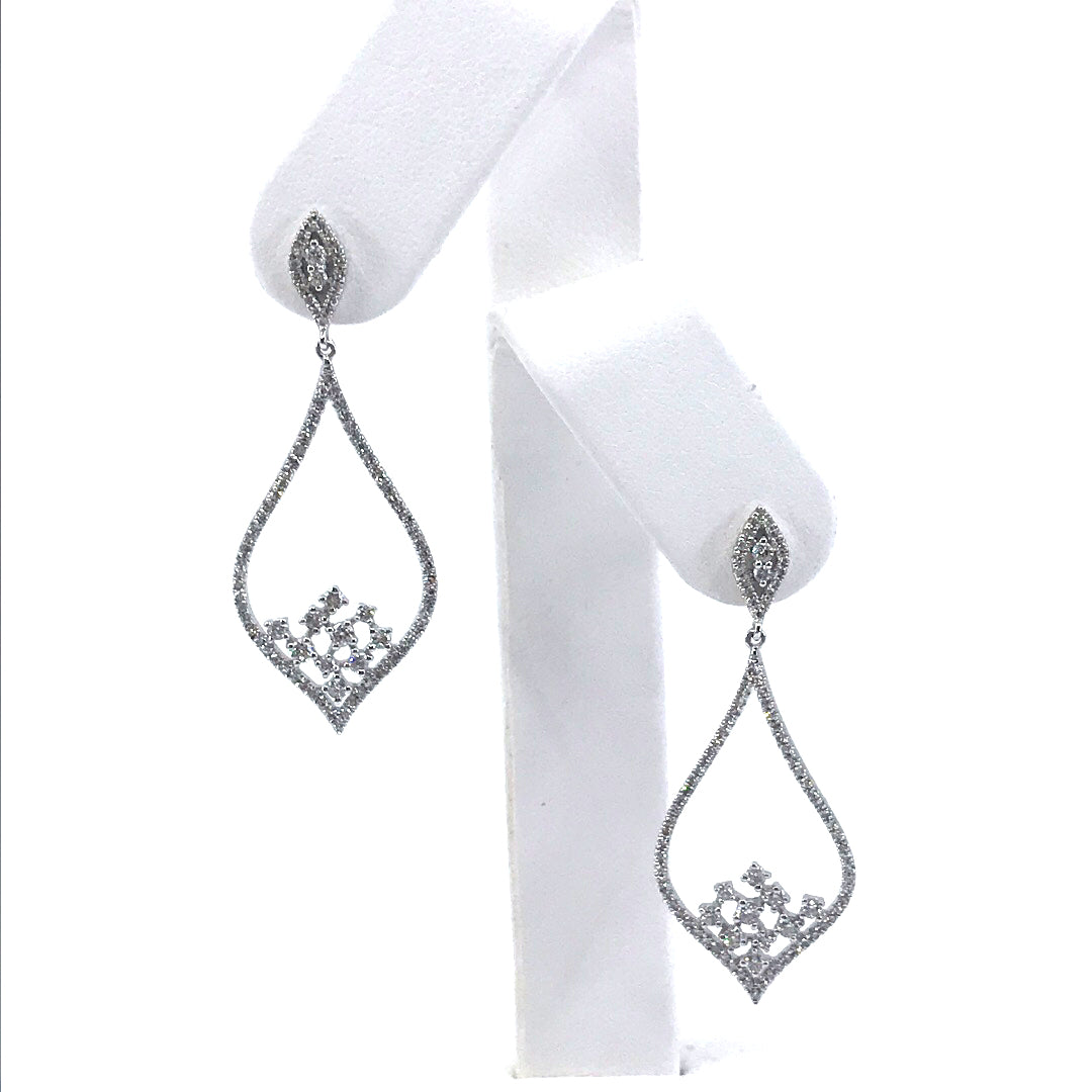 14K White Gold Diamond Earrings - HK Jewels