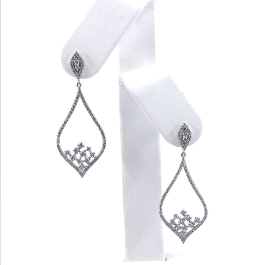 14K White Gold Diamond Earrings - HK Jewels