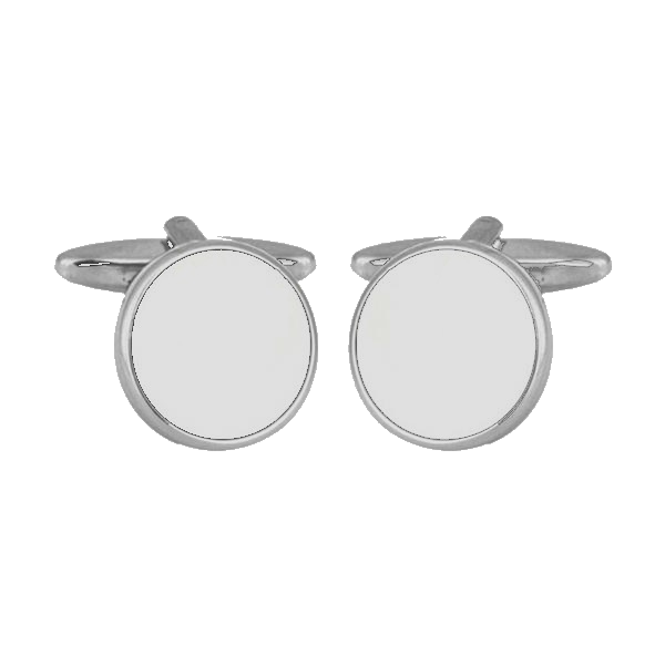 White Acrylic Round Hire Wear Cufflinks - HK Jewels